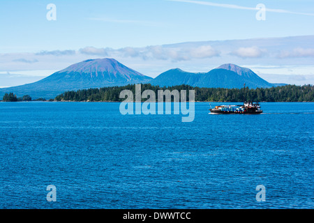 Mount Edgecumbe, ein schlafender Vulkan liegt auf Kruzoff Insel. Hier gilt es von Sitka auf Baranof Island, Alaska Stockfoto