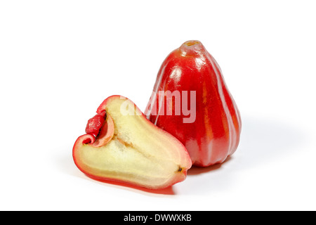 Rote Rose Apple auf weißem Hintergrund Stockfoto