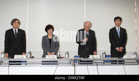 Tokio, Japan. 14. März 2014. RIKEN Pressekonferenz in Tokio, Japan. Die regierungsnahe Riken Instituts räumte ein, dass die Publikationen auf die potenziell bahnbrechenden Stammzelle-Forschung, genannt STAP, die von einem Forscher am Institut gerichtet waren, Aspekte der schwerwiegenden Fehlverhalten zeigen. Bildnachweis: Motoo Naka/AFLO/Alamy Live-Nachrichten Stockfoto