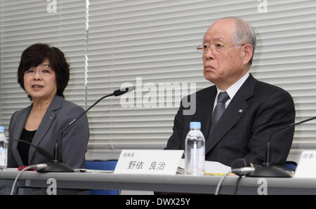 Tokio, Japan. 14. März 2014. RIKEN Pressekonferenz in Tokio, Japan. Die regierungsnahe Riken Instituts räumte ein, dass die Publikationen auf die potenziell bahnbrechenden Stammzelle-Forschung, genannt STAP, die von einem Forscher am Institut gerichtet waren, Aspekte der schwerwiegenden Fehlverhalten zeigen. Bildnachweis: Motoo Naka/AFLO/Alamy Live-Nachrichten Stockfoto