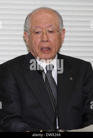 Tokio, Japan. 14. März 2014. RIKEN Pressekonferenz in Tokio, Japan. Die regierungsnahe Riken Instituts räumte ein, dass die Publikationen auf die potenziell bahnbrechenden Stammzelle-Forschung, genannt STAP, die von einem Forscher am Institut gerichtet waren, Aspekte der schwerwiegenden Fehlverhalten zeigen. Bildnachweis: Motoo Naka/AFLO/Alamy Live-Nachrichten Stockfoto