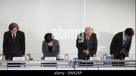 Tokio, Japan. 14. März 2014. RIKEN Pressekonferenz in Tokio, Japan. Die regierungsnahe Riken Instituts räumte ein, dass die Publikationen auf die potenziell bahnbrechenden Stammzelle-Forschung, genannt STAP, die von einem Forscher am Institut gerichtet waren, Aspekte der schwerwiegenden Fehlverhalten zeigen. Bildnachweis: Motoo Naka/AFLO/Alamy Live-Nachrichten Stockfoto