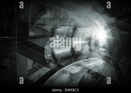 Zusammenfassung Hintergrund mit Licht am Ende des dunklen Tunnels Stockfoto