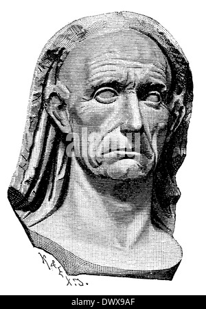 Gaius Julius Caesar (13 Juli 100 v. Chr. - 15. März 44), römischer Staatsmann, General und Autor, Adoptivvater von Augustus Marmorbüste im Nationalmuseum in Neapel Stockfoto