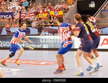 1/4 final EHF cup Atletico Madrid Handball - FC Barcelona, Palacio Vista Alegre, Madrid Stockfoto