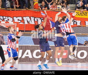 1/4 final EHF cup Atletico Madrid Handball - FC Barcelona, Palacio Vista Alegre, Madrid Stockfoto