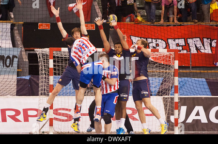 1/4 final EHF cup Atletico Madrid Handball - FC Barcelona, Palacio Vista Alegre, Madrid Stockfoto