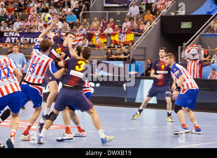 1/4 final EHF cup Atletico Madrid Handball - FC Barcelona, Palacio Vista Alegre, Madrid Stockfoto