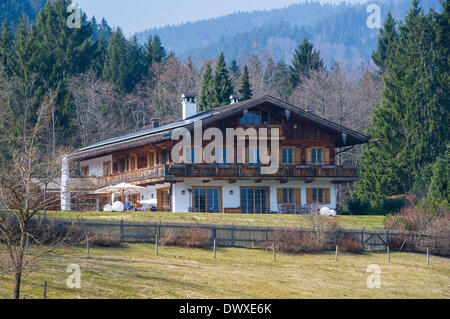 Bad Wiessee, Deutschland. 14. März 2014. Blick auf das Haus des ehemaligen Präsidenten der deutschen Fußball-Club FC Bayern München, Uli Hoeneß, in der Nähe von Bad Wiessee, Deutschland, 14. März 2014. Foto: MARC Müller/Dpa/Alamy Live News Stockfoto