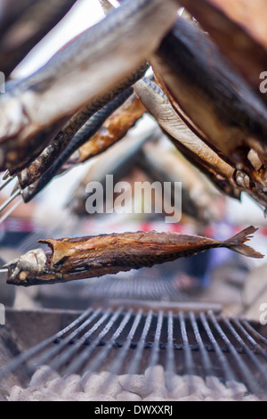 Mehreren Steckerlfisch Grill Stockfoto