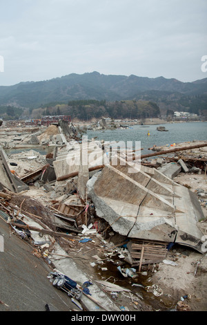 Verwüstungen durch den Tsunami, Iwate, Japan Stockfoto