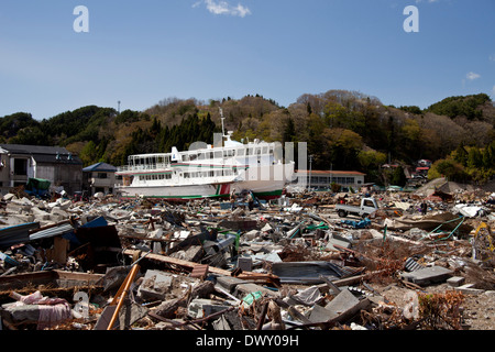 Stadt von Miyako verwüstet Tsunami, Iwate, Japan Stockfoto