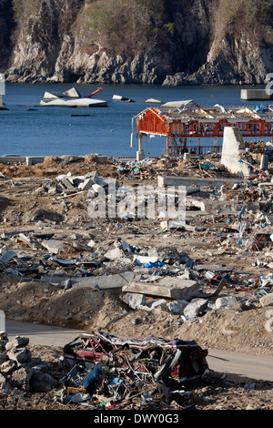 Verwüstungen durch den Tsunami, Iwate, Japan Stockfoto