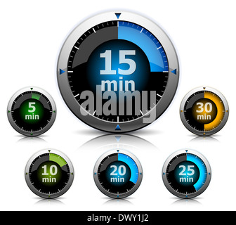 Satz von hellen Timer in verschiedenen Farben Stockfoto
