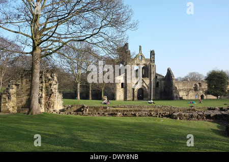 Kirkstall Abbey, Leeds, UK. Ein 12. Jahrhundert Zisterzienser Abtei. Stockfoto