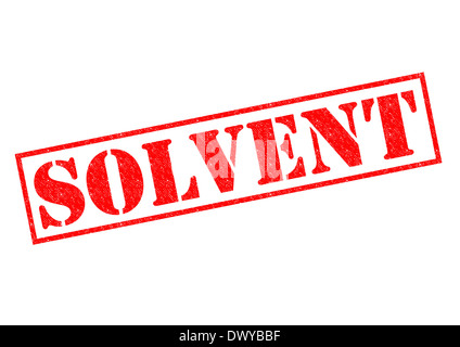 SOLVENT roten Stempel auf einem weißen Hintergrund. Stockfoto