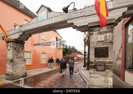 Aviles Street ist abgebildet in St. Augustine, Florida Stockfoto