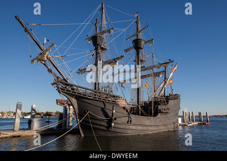 Nao Victoria Replik Schiff ist abgebildet in St. Augustine, Florida Stockfoto