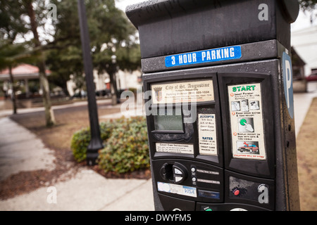 Eine Parkuhr ist abgebildet in St. Augustine, Florida Stockfoto