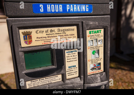 Eine Parkuhr ist abgebildet in St. Augustine, Florida Stockfoto