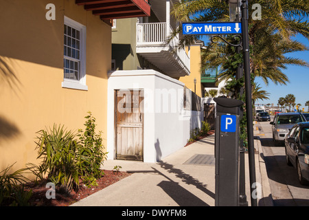 Eine Parkuhr ist abgebildet in St. Augustine, Florida Stockfoto