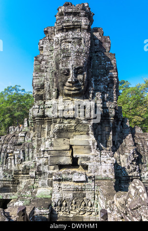 Stein-Gesichter am Bayon-Tempel (Prasat Bayon) Stockfoto