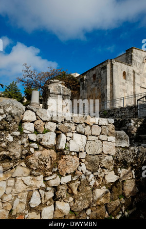 Die Ruinen einer byzantinischen Kirche, angrenzend an die Stelle des Pools von Bethesda auf dem Gelände der römisch-katholischen Kirche St. Anne und Französisch nationalen Domäne in der Via Dolorosa in der Altstadt des muslimischen Viertels Ost-Jerusalem Israel Stockfoto