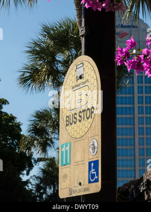 Bus Stop-Schild, Ft Lauderdale, FL, USA Stockfoto