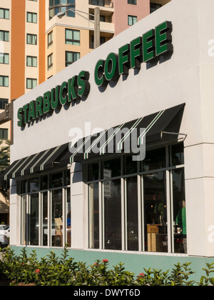 Starbucks Kaffee Fassade, Ft Lauderdale, FL, USA Stockfoto