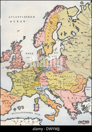 Karte von Europa, 1809, historische Abbildung, 19. Jahrhundert Stockfoto