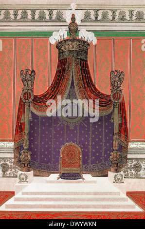 Napoleons Kaiserthron, Design von Pierre-François-Léonard Fontaine (1762-1853) Stockfoto
