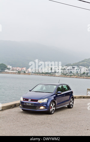 Volkswagen Polo GTI 2013 Modell mit blauer Farbe. Stockfoto
