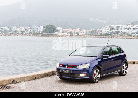 Volkswagen Polo GTI 2013 Modell mit blauer Farbe. Stockfoto