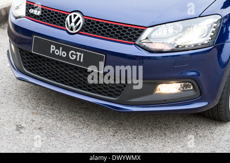 Volkswagen Polo GTI 2013 Modell mit blauer Farbe. Stockfoto