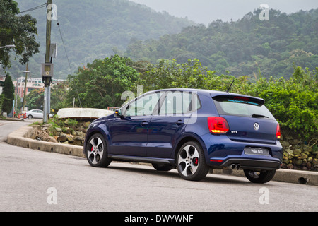 Volkswagen Polo GTI 2013 Modell mit blauer Farbe. Stockfoto