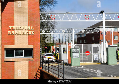 Lisburn, Nordirland. 15. März 2014 - Eingang zum Thiepval-Kaserne. Bildnachweis: Stephen Barnes/Alamy Live-Nachrichten Stockfoto