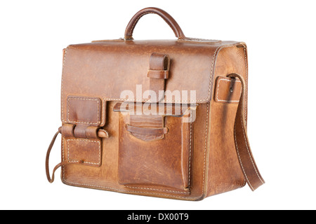 Alte braun Umhängetasche, isoliert Stockfoto