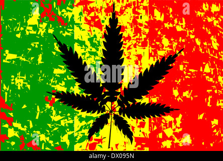 Rastafari Flagge mit abstrakten FX und Blatt in schwarz Stockfoto