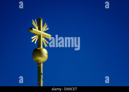 Gipfelkreuz auf der Zugspitze, Deutschlands höchstem Berg, Bayern, Deutschland, Europa Stockfoto