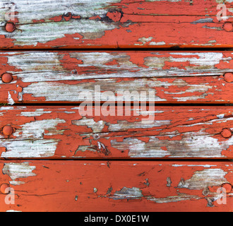 Die Holzverkleidung der alten gebrochenen Farbe Stockfoto