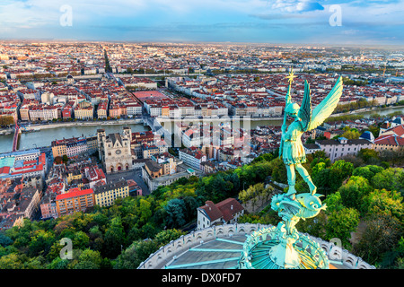 Blick auf Lyon Stadt von Fourvière, Frankreich Stockfoto