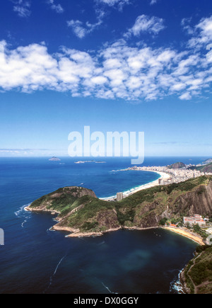 Blick vom Zuckerhut, Copacabana in Rio De Janeiro Brasilien Stockfoto