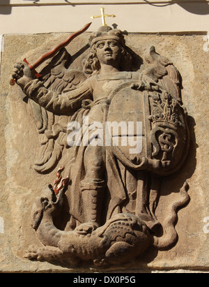 Skulptur des Hl. Georg und der Drache, Prag. Stockfoto