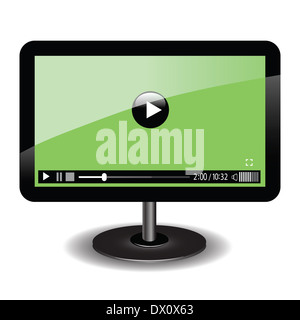 Bunte Illustrationen mit Monitor mit Web-video-player Stockfoto