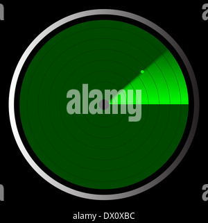 Der Bildschirm einer typischen Radar in grün Stockfoto