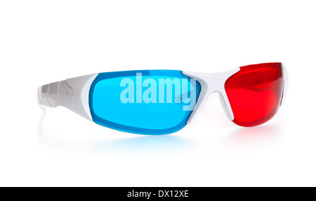 3D Anaglyphen Brillen isoliert auf weißem Hintergrund Stockfoto
