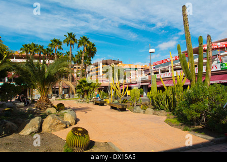 Tropischen Park, Yumbo Centrum, Einkaufs- und Rigas HNO Zentrum, Playa del Ingles, Insel Gran Canaria, Kanarische Inseln Stockfoto