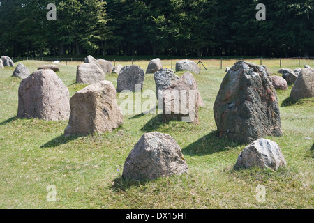 Alten Stein Viking Gräber in Aalborg, Dänemark Stockfoto