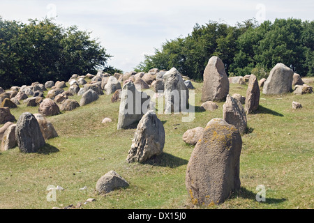 Alten Stein Viking Gräber in Aalborg, Dänemark Stockfoto