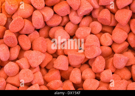 Gummy Erdbeeren mit Zucker überzogen hautnah Stockfoto